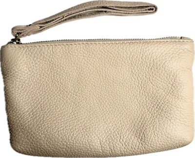 #ad Genuine Grain Leather Cosmetic Makeup Bag Made In Italy Retail $140