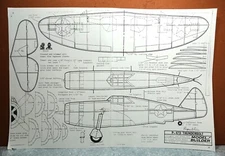REPUBLIC P-47D THUNDERBOLT BALSA FREE FLIGHT MODEL AIRPLANE PLANS 13" WINGSPAN