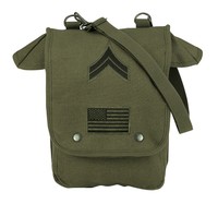 Army Bag Olive Drab Gi Style Canvas Map Case Shoulder Bag W/ Embroidered Patches Army Bag Olive Drab Gi Style Canvas Map Case Shoulder Bag W/ Embroidered Patches