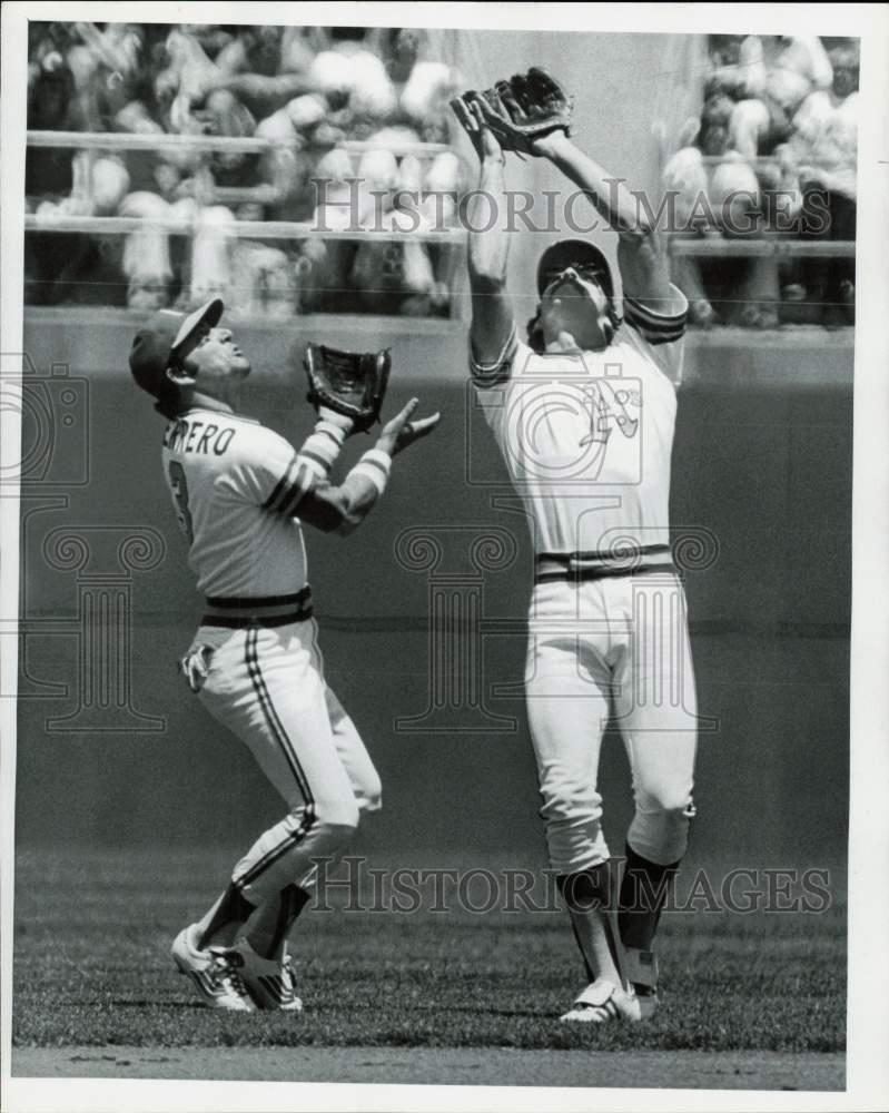 1980 Press Photo Oakland A's baseball players Mario Guerrero, Dave McKay