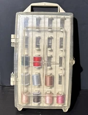 Vtg Wm Thomas & Sons Travel Sewing Kit Thread Notions Storage Box Carry Handle