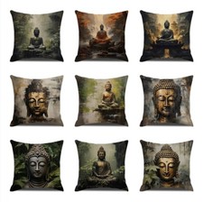 Copricuscino Zen Throw cotone lino Boemia indiano Buddha ritratto federa