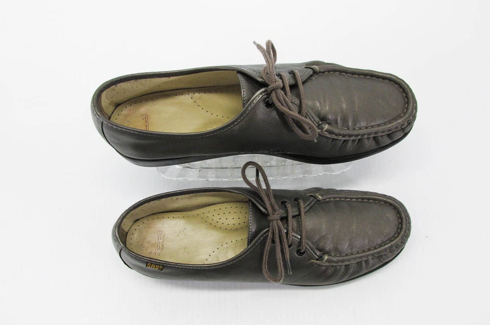 SAS Womens Shoes Siesta Size 12 Pewter Gray Leather Comfort Oxford Pre Owned vq - Image 2 of 4