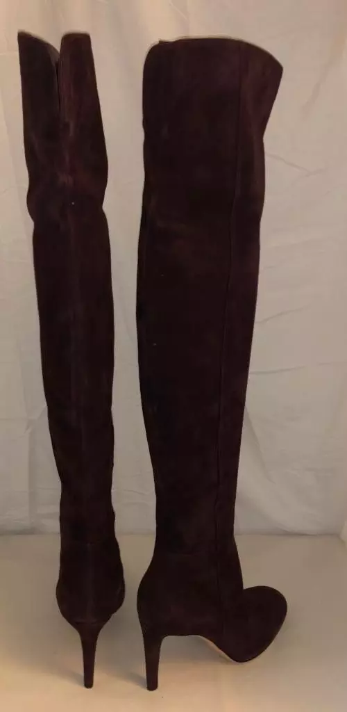 38 US 7.5 GIANVITO ROSSI ❤️ Dree 85 Burgundy Suede Hi Heel Over the Knee BOOTS