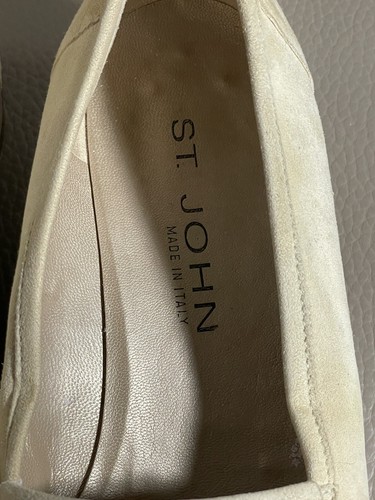ST. JOHN SZ 7.5 Beige SUEDE PUMPS HEELS DRESS SHOES MADE IN ITALY - Picture 4 of 5