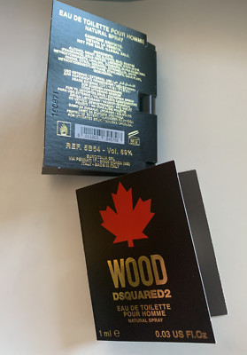 Lot of 2 WOOD Dsquared 2 Eau De Toilette POUR Homme Natural Spray .03 Oz 1 mL 