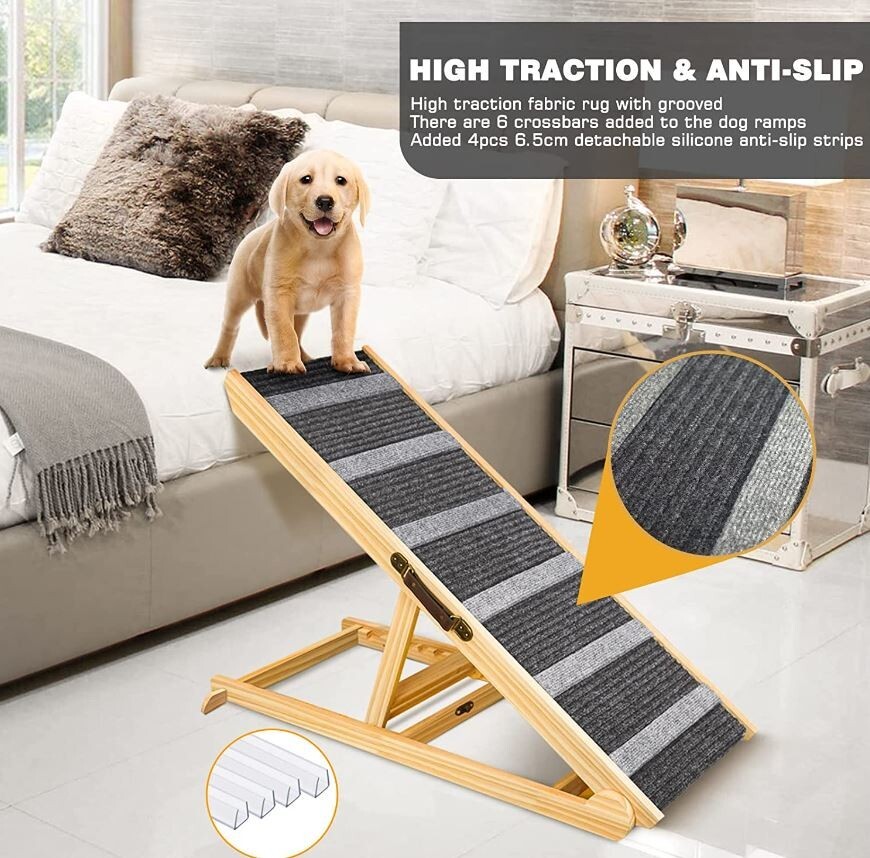 Car Ramp Slsy Dog Ramp With Side Rails, 5 Level Adjustable Folding Pet ...