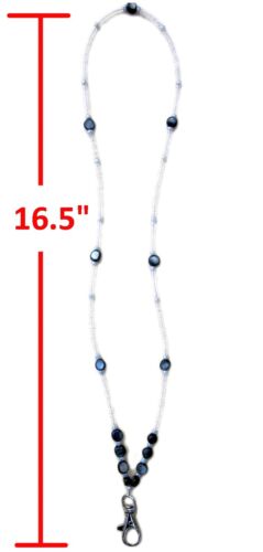 Fashion Lanyard for Women, Beaded ID Badge Holder Necklace (Gray) - Picture 3 of 4