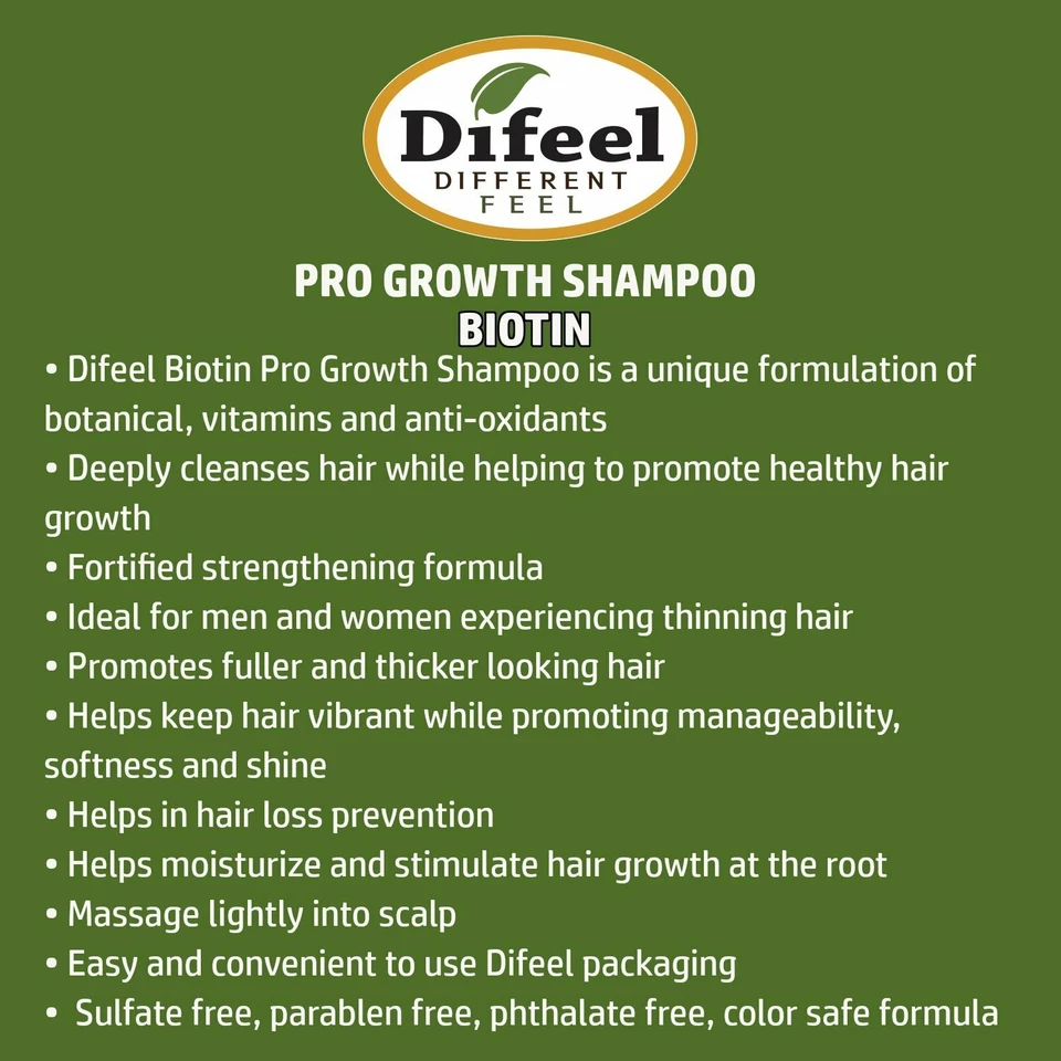 Difeel Pro-Growth Biotin Shampoo 12 oz. - Image 2 of 4