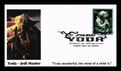 DR JIM STAMPS US COVER STAR WARS YODA JEDI MASTER FDC HAND MADE 1 OF 2