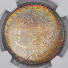 1883 $1 Morgan Silver Dollar NGC MS62 - Lovely Dual Sided Rainbow Toning