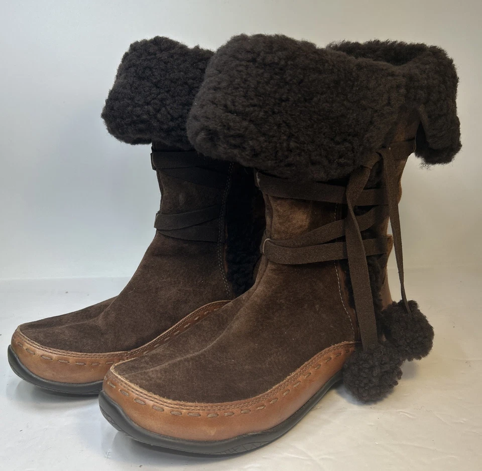 Женские зимние ботинки 6 North Face Isabel II коричневые замшевые кожаные на боковой молнии 615357 - Изображение 2 из 4