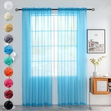 Pocket Curtain Voile Draperies 2 Panels BLUE 52X84