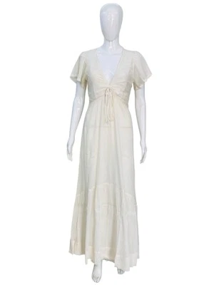 Isabel Marant Étoile Damen Weiß Seide Designer Party Lange Maxi Kleid Gown XS - Bild 1 von 4