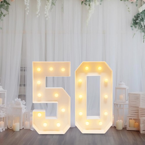 50 Light Up Numbers 100cm Mosaic Marquee Led Sign For 50th Birthday Decorations
