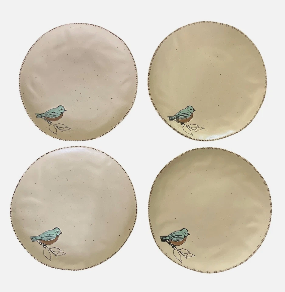 Juego de 4 platos de cena Spectrum Designz 11" azul pájaro crema/beige Foto 2 de 4