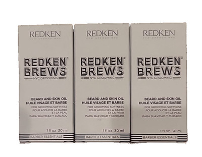 Redken Brews NYC Grooming Softness Beard and Skin Oil 1 oz 30ml NEW 3 Bottles