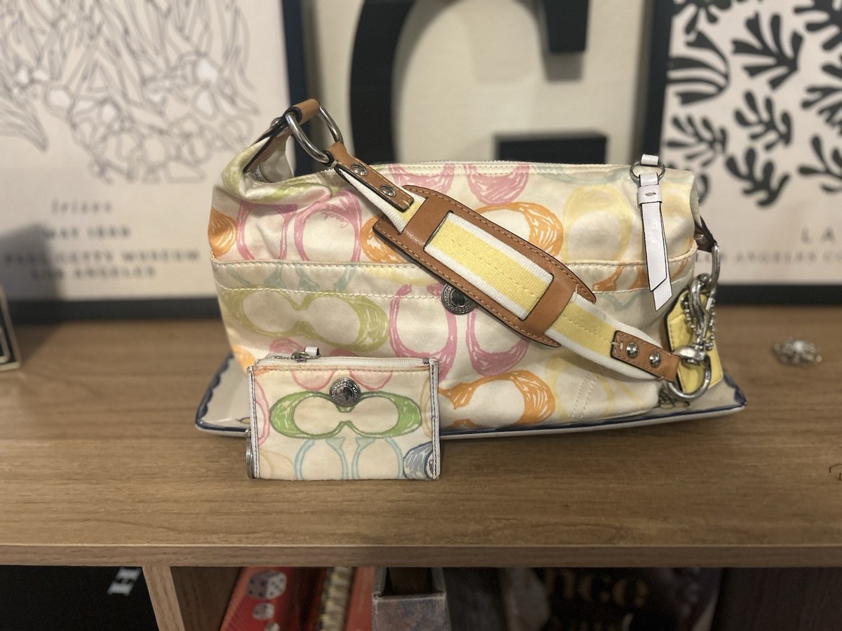 Coach Signature Scribble Multicolor Shoulder Bag with Wallet Set