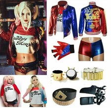 Dame Karneval Harley Quinn Cosplay Kostüm Set Suicide Squad Jacket Outfit Suit👑