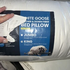 Serta White Goose Feather & Down Fiber Side Sleeper 2-Pack Pillow, King