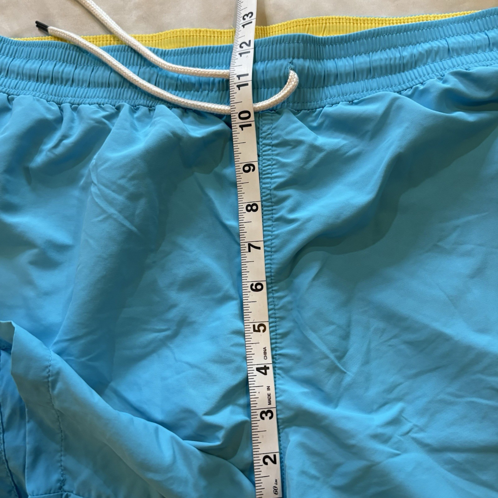 Polo Ralph Lauren Swim Trunks Shorts Men Lined Yellow Pony Size XXL Blue Beach thumbnail 7