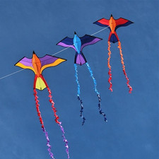 Kids Delta Kite Tropical Parrot Stack Train  Line  Tails  Carry Bag LOT OF-3