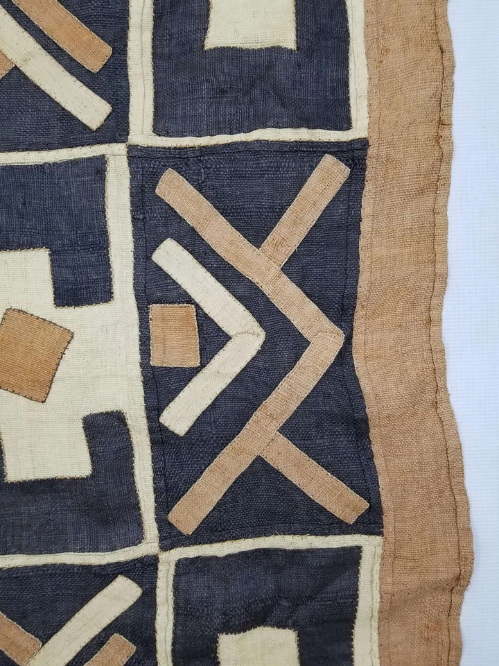 Antique Tribal Traditional African Kuba Cloth Raffia Textile Embroidered - Image 4 of 4