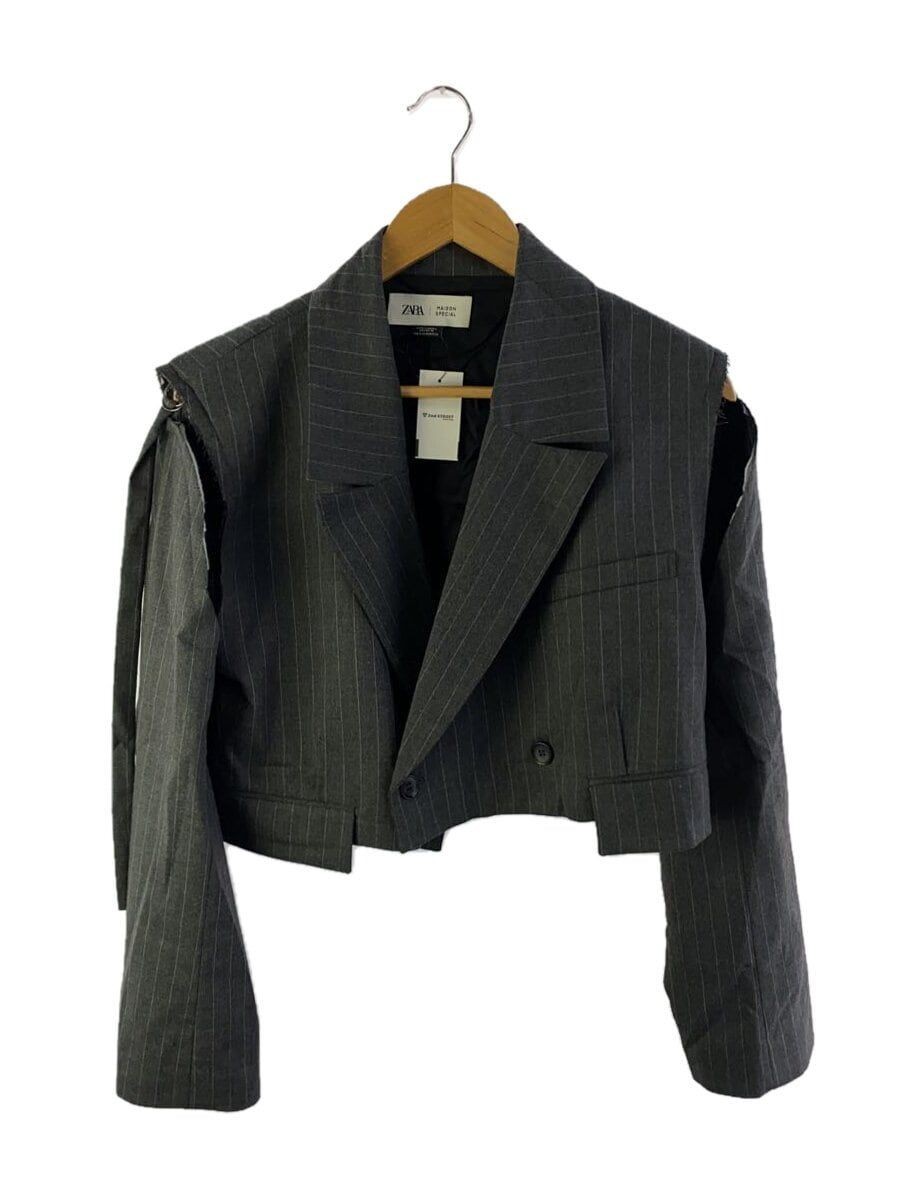 ZARA altra giacca M rayon grigio righe usata