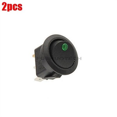 2Pcs Toggle Switch Green T 12V Led Dot Light Car Auto Boat Round Rocker On-Of cf