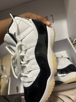 Jordan Air Jordan 11 Mid Top Colorblock Leather Lace-Up Sneakers
