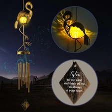 Fall Decor, Gifts for Women, Flamingo Solar Lights Outdoor Wind Chimes Garden Ya