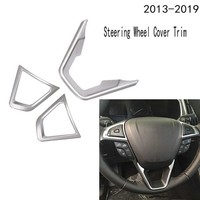 3PCS Silber Lenkrad Verkleidung Rahmen Abdeckung Lenkradknopf Leiste
