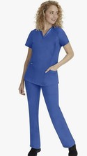 Healing Hands Women s Blue Medical Scrubs Set V-Neck Top Drawstring Pants
