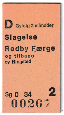 DENMARK            Slagelse - Rødby Færge     ROUND TRIP  ( undated )  MINT