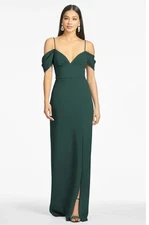Sachin & Babi Brittany Gown Emerald Green Cold Shoulder V Neck Formal 6 NWT