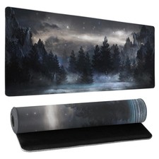 Forest Extra Large Black Gaming Mouse Pad Non-Slip Rubber Giant Mountain Mous...