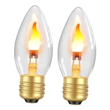  Halloween Decorations - LED Flame Light Bulbs (), 3W Flickering Fire 2 Pack