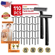 110 Count Black Twin Blade Razors - Stainless Steel, Multipurpose