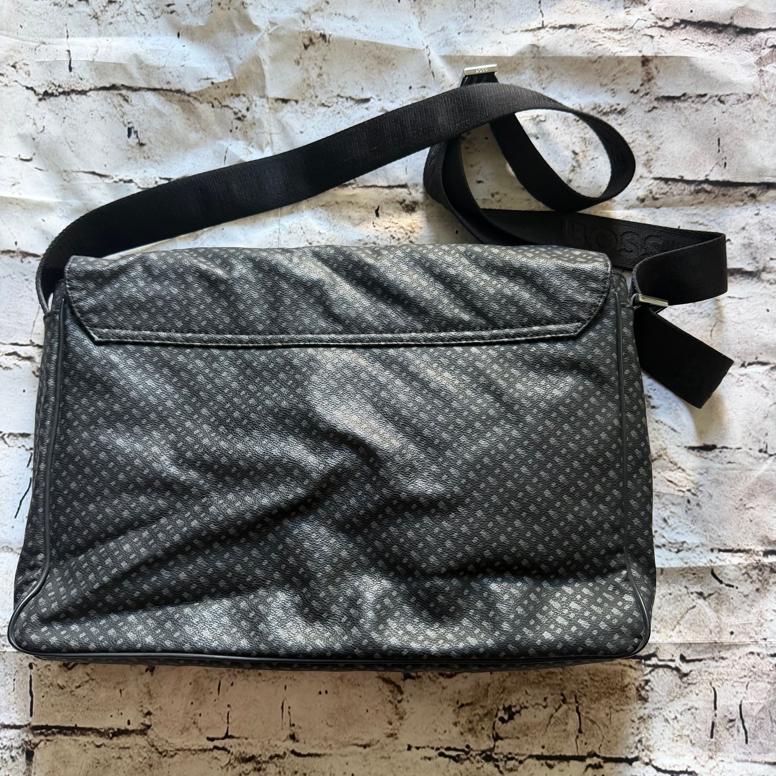 New Authentic Hugo Boss Byron Logo Large Leather Briefcase Messenger Bag