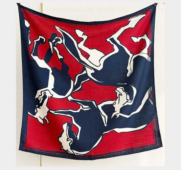 70% Cashmere 30% Silk Bandana Scarf 65X65cm Shawl Red plate Print Wrap new