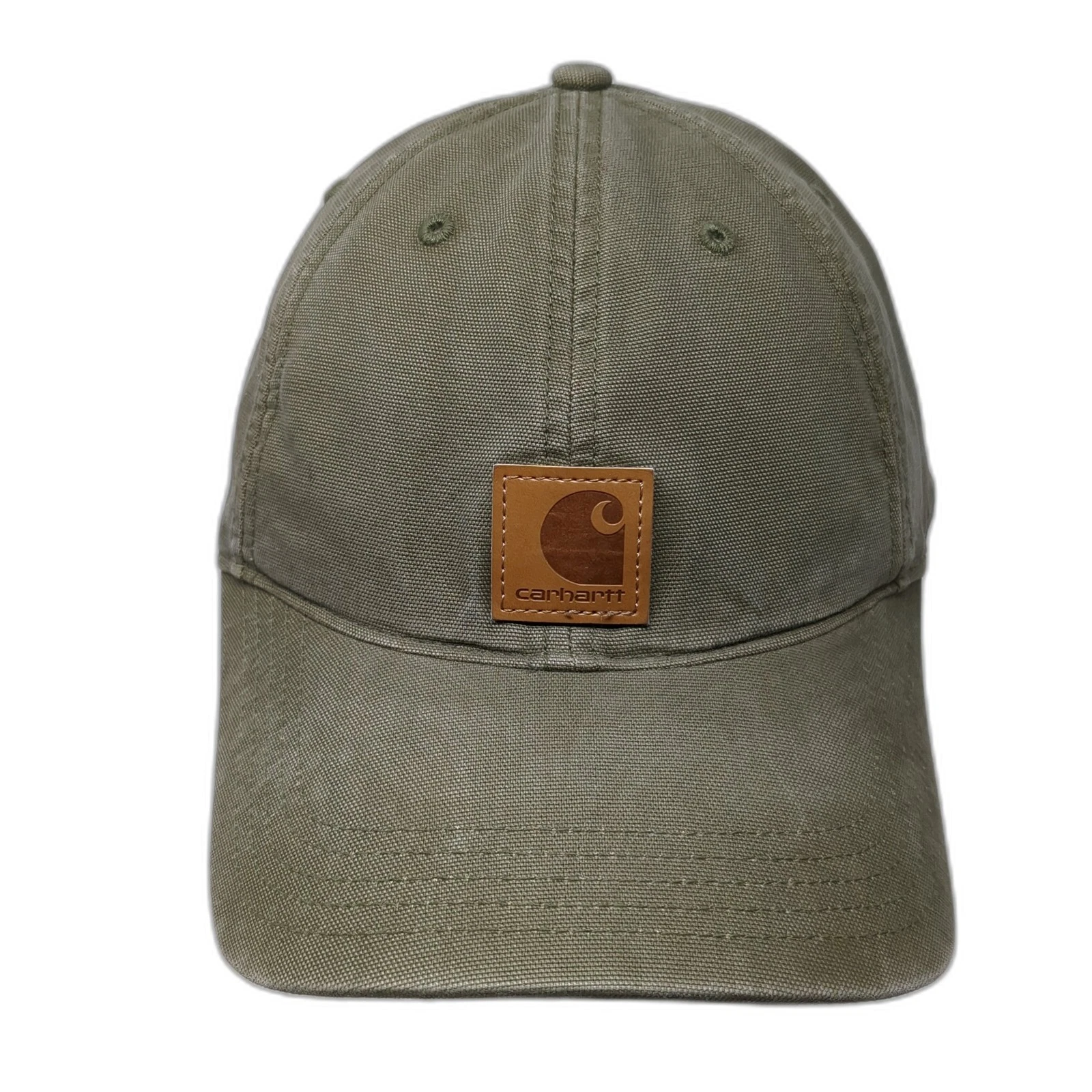 Carhartt Strapback Baseball Cap Green One Size Adjustable Vented Holes Cotton