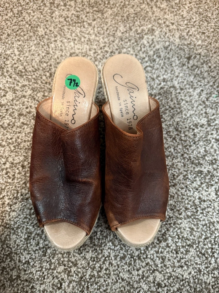 Gaimo Gossa Sandalia Alpargata Cuña Deslizable Cuero Marrón Mujer 7.5 Zapato Sin Cordones Foto 2 de 4