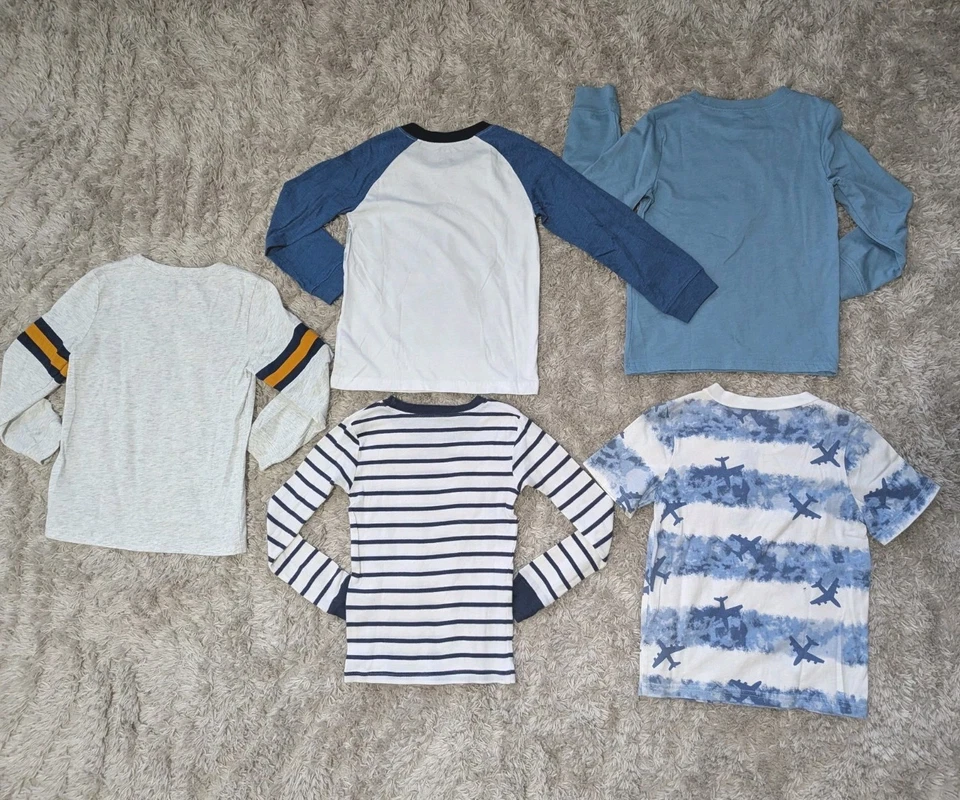 5 Carter's Boys Tees Lot T-Shirts Size 5 Long Sleeve Graphic Print Dinosaur Tops - Image 4 of 4