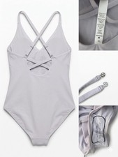 Lululemon Gray Women's Dance Leotard Strappy Back LW8CJS Solid