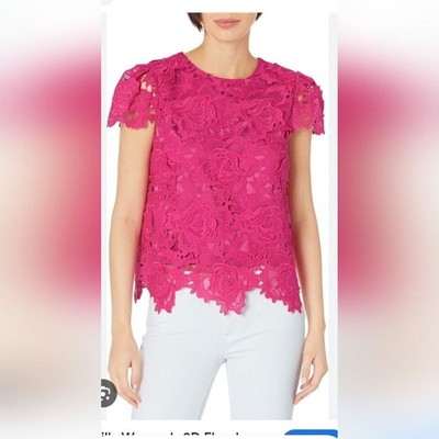 Milly Lace Women's Blouse Size Small Hot Pink New