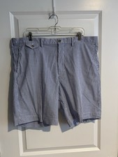 Men s Polo Ralph Lauren Seersucker Shorts Blue Striped 38 Stretch Classic Fit