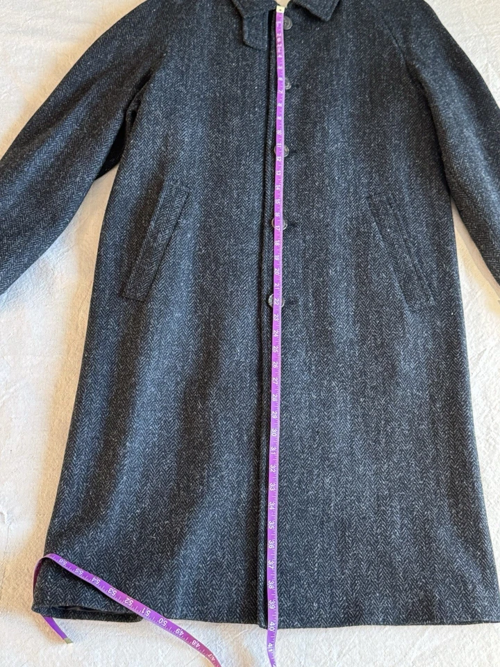 Harris Tweed  House Of Bruar Men’s Size M Overcoat Made Scotland NWT Charcoal - Image 4 of 4