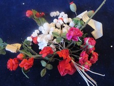 Vtg Millinery Flower Collection Pink Red White 1/4-1" Doll Size H5410