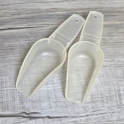 Tupperware Vintage Clear Frosted Canister Scoops Set of 2 Plastic Utility 1676-4