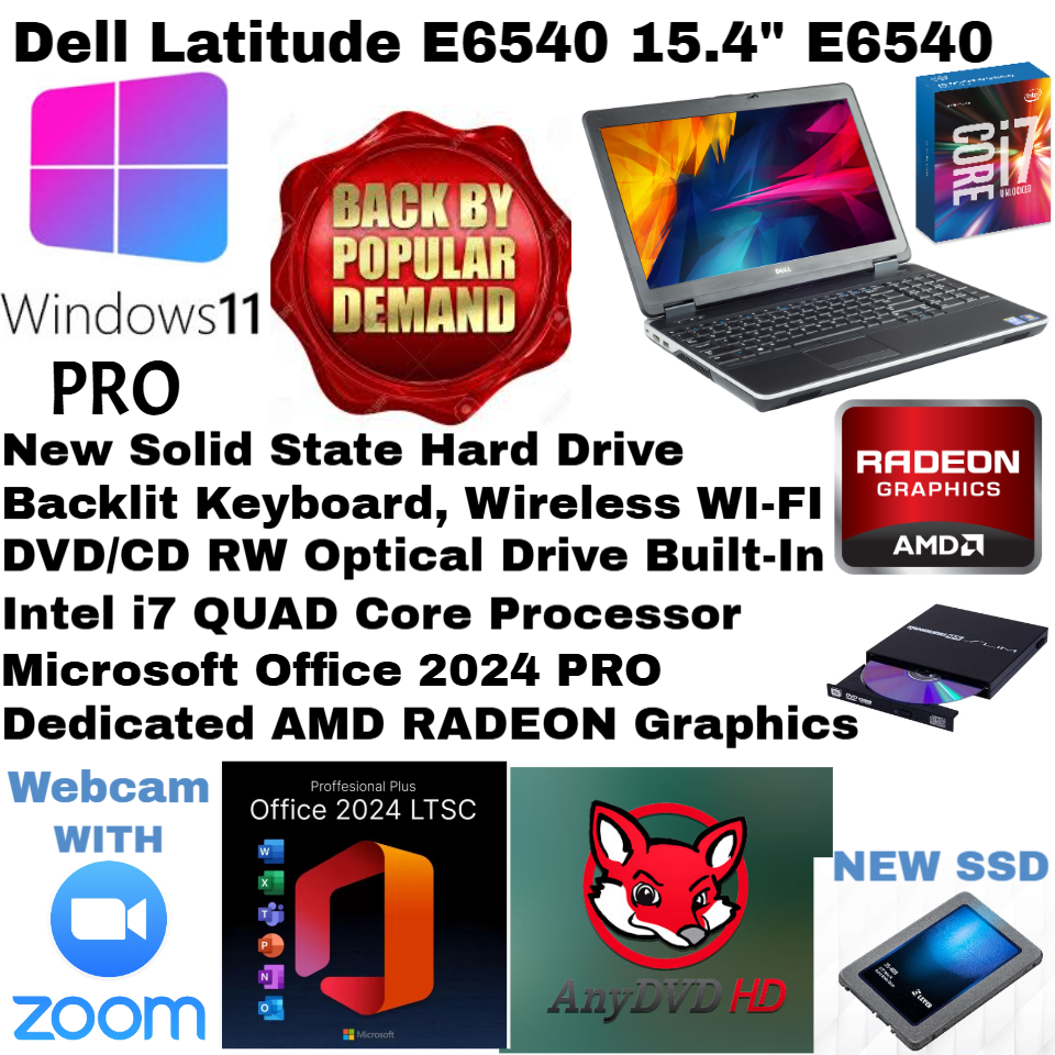 DELL - DELL Latitude E6540　SSD搭載 Dell E6540_WIN11💥New 1TB SSD💻i7 QUAD/AMD💻BACKLIT_DVD/CD/Cam